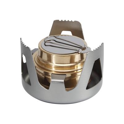 China Traveling Mini Alcohol Stove Hiking Camping Outdoor For Backpacking, Light Spirit Brass Burner With Aluminum Stand For Camping Hiking for sale