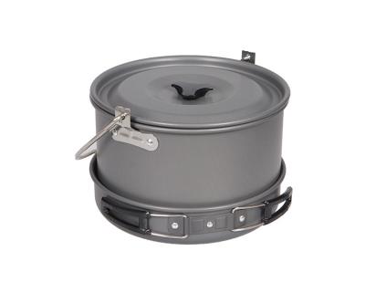 China Outdoor Cooking Camping Cookware Mess Kit Large Size Hanging Pot Pan with Base Cook Set for 7 Person for sale