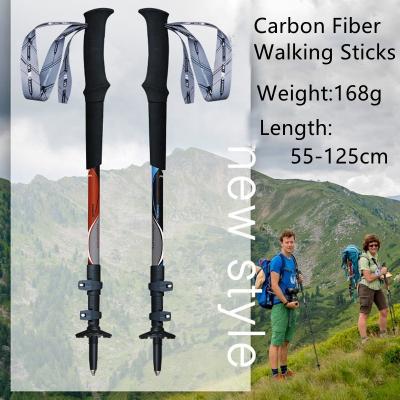 China Carbon Fiber Telescopic Pole EVA High Quality Nordic Trekking Canes Walking Pole Alpenstock OEM Customized Tungsten Steel for sale