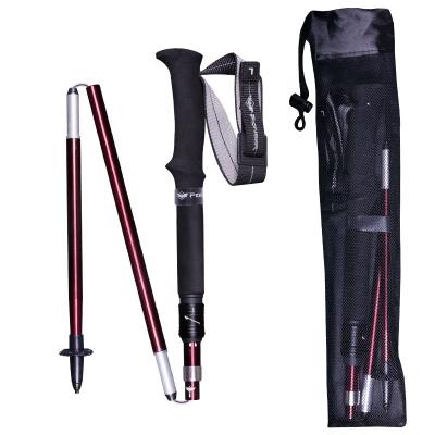 China 5 Sections 7075 Ultralight Aviation Aluminum Alloy EVA Folding Non-slip Rubber Trekking Folding Cane Poles for sale