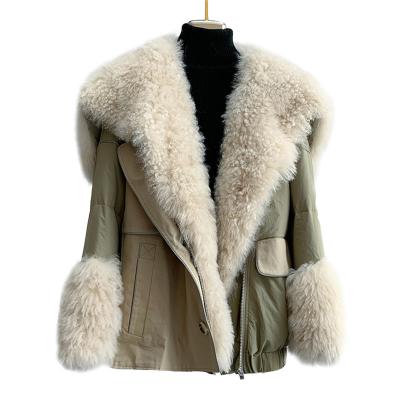 China New Arrival Anti-wrinkle Real Fur Parka Lamb Fur Sheepskin Stripper Down Coat Fashion Women's Coats for sale