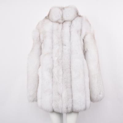 China Luxury Real Fox Fur Coat Breathable Genuine Fur Collar Winter Warm Fur Coat for sale