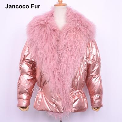 China Sustainable New Fashion Women's Mongolian Sheep Real Fur Down Coat Spring Winter Thick Warm Fur Coat S7518 for sale