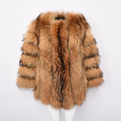 China Real Raccoon Fur Coat Fashion Breathable Fur Coats For Woman Winter Fashionable Raccoon Fur Coat for sale