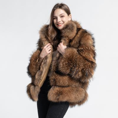 China Breathable Hot Selling Real Fur Coat Winter Real Fur Coats For Woman Fashionable Popular Raccoon Fur Coat for sale