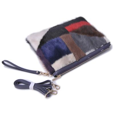 China 2021 New Design Fashion Real Mink Fur Envelope Bag Fur Handle Bag Fashion Shoulder Bag for sale