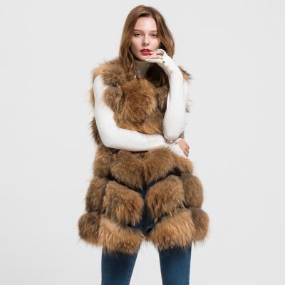 China New Design Real Raccoon Fur Vest Ladies Breathable Fur Gilet Winter Warm Vest For Women for sale