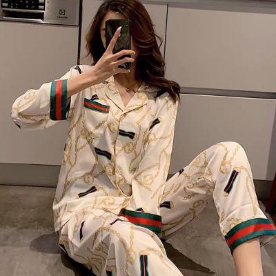 China 2022 hot selling luxury women breathable satin pajamas china wholesale designer pajamas pajamas for sale