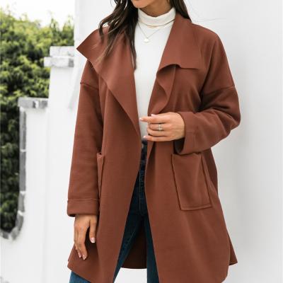 China Retro Long Jackets Autumn Casual Outwear Winter Warm Breathable Women's Cardigan Pocket Women's Ditch Coats for sale