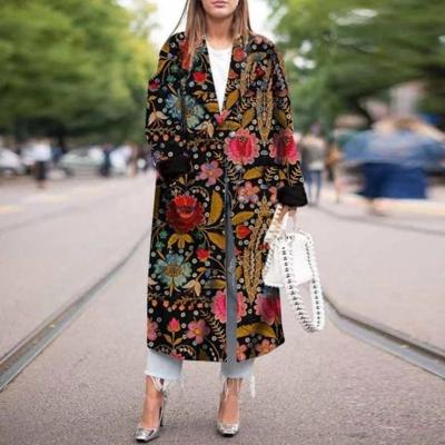 China 2022 Autumn Breathable Winter Printed Colorful Winter Fashion Blocked Jacket Long Plus Size Women's Coats Gap Coats For Ladies Women for sale