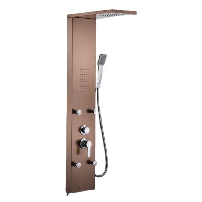 China Without Slide Bar Thermostatic Shower Wall Panel Waterproof 304 Stainless Steel Rose Gold Luxury Steam Shower Panels for sale