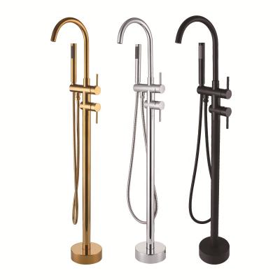 China Without diverter design luxury factory price all brass gold shower faucet for freestanding tub gold waterfall faucet for sale