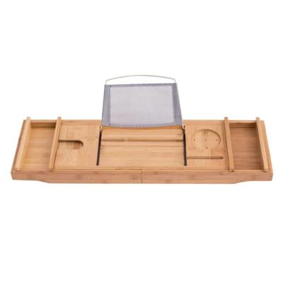 China Viable Most Popular Tray Luxury Bamboo Trolley With Extending Sides Of Tub And Telephone for sale