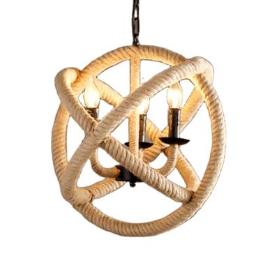 China Vintage Modern Chandelier for Home and Cafe Retro Industrial Rope Birdcage Light Fixture with LED Lights Chandelier for sale