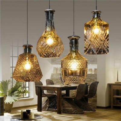 China Modern Minimalist Vintage Wine Bottle Pendant Lights CafeRoom / Modern Glass Pendant Light Bar Lamp for sale