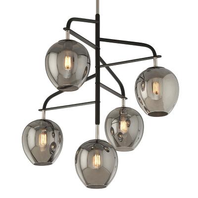 China Gray Black Glass Chandelier Modern Modern Nordic Post Modern Living Room Glass Pendant Light for sale