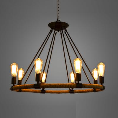 China Modern American Pastoral Rustic Country Style Retro Rope Pendant Lamp Village Pendant Light Vintage for sale