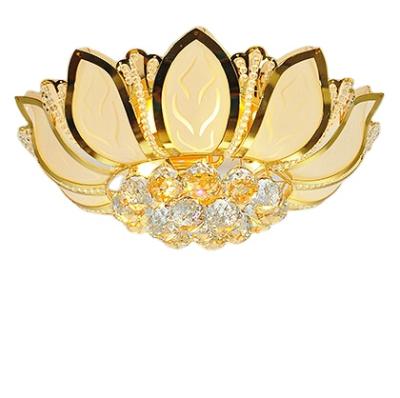 China Lotus Flower Modern Ceiling Light modern with glass shade gold ceiling lamp ceiling light design for sale