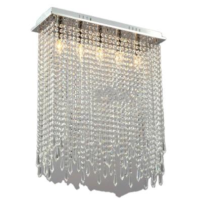 China Modern Rectangle Shape Crystal Ceiling Lights Fixture Clear Curtain Crystal Light Chandeliers Strip Lighting Ceilings for sale