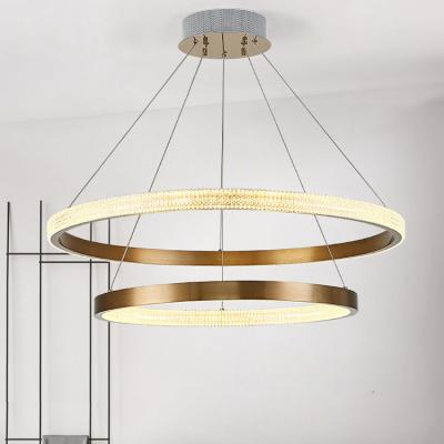 China Modern Minimalist Ring Chandelier Led Villa Living Room Lamp Personality Ring Design Bedroom Dining Room Lamp for sale