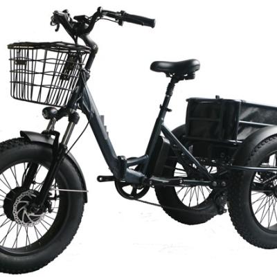 China Aluminum Alloy Electric Tricycle 20' Inch Three Wheel Electric Bicycle With Basket 750W for sale