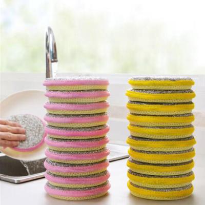 China Double Sides Stocked Cleaning Sponge Pan Pot Dish Clean Sponge Heavy Duty Over-Scratch Pads for sale