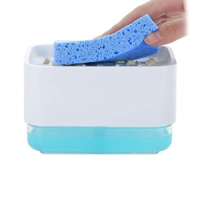 China Multiful Soap Pump Dispenser Box Kitchen Dish Liquid Soap Modern Press Tribune With Sponge Holder Cleaner Home Container 330ML for sale