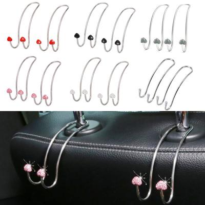 China 2PCS Bling Universal Rhinestone Car Back Seat Hanger Durable Universal Car Hangs Handbag Groceries Coats Storage Holder Organizer for sale