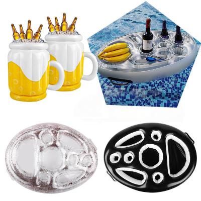 China PVC Inflatable Pool Drink Holder Summer Swimming Party Bucket Cup Holder Float Drinks Beers Tray For Beach Parties for sale