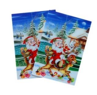 China La etiqueta engomada lenticular LENTICULAR PLÁSTICA pp de la Navidad de Santa Claus 3D acaricia etiquetas engomadas lenticulares plásticas de encargo de la tarjeta 3d en venta