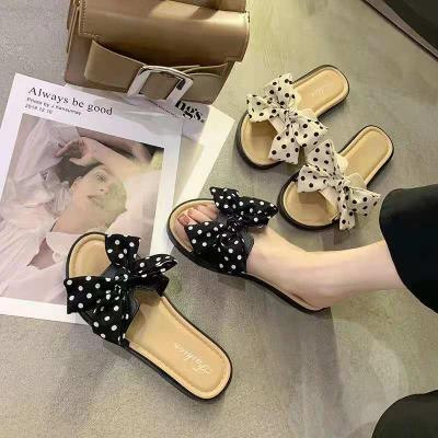 China New Summer Bowknot PVC Slippers Women's Going Out Wear Beach Sandals for sale