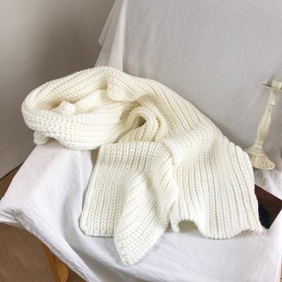 China Woolen scarf female autumn and winter Korean version of wild winter knitted woolen pure color ladies thick warm bib for sale