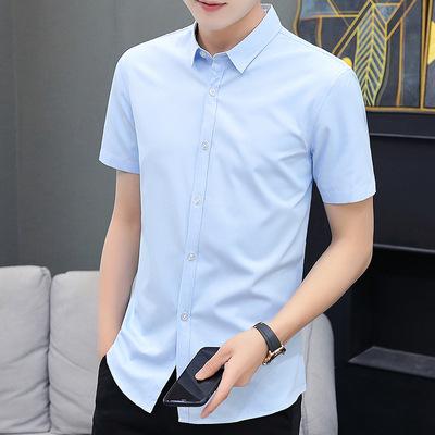 China Polyester Short Sleeve Shirt Men's Printing New Straight Work Wear Professional Use Casual Men's Shirt for sale