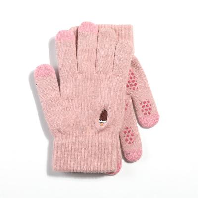 China Autumn And Winter Alpaca Fleece Gloves Female Alpaca Fleece Comfortable Contrast Color Plus Touch Screen Knitted Warm Fleece Gloves for sale