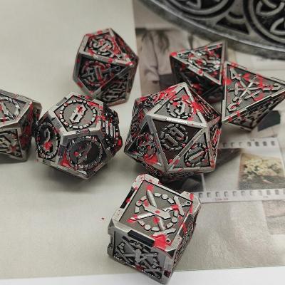 China black and red role playing d&d sword D20 dice board RPG custom polyhedral dungeons and dragons game DND metal table dice set Js for sale