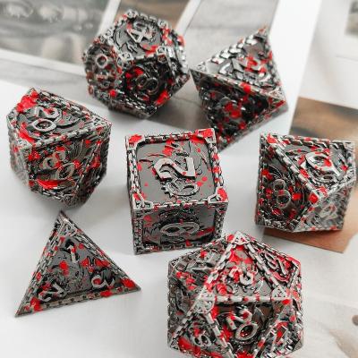 China Custom D&D RPG Hollow Edge Dragon Dies Polyhedral Hollow Tray Making d6 D100 D20 Dungeons and Dragons DND Metal Dies Set 1 for sale