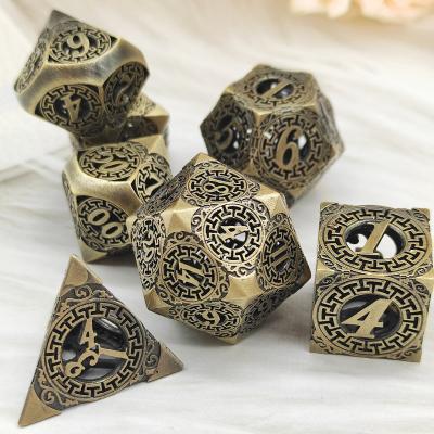 China custom d&d makers polyhedral resin dice adult d20 dungeons and hollow dragons RPG MTG metal dnd dice set LK for sale