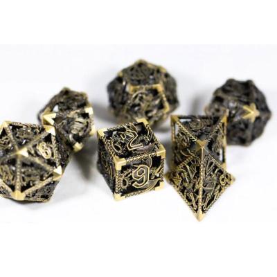 China custom game polyhedral dungeon and applicable Dragon Dice Set Hollow Dragon Dice Customization RPG D20 DND metal hollow dies set 003 for sale