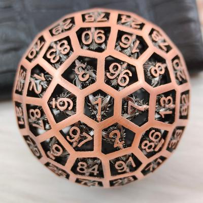 China factory customization vintage polyhedral cutting edge dice D&D RPG dungeons and dragons D20 tray D20 die giant DND metal cavity d100 Lk100 for sale