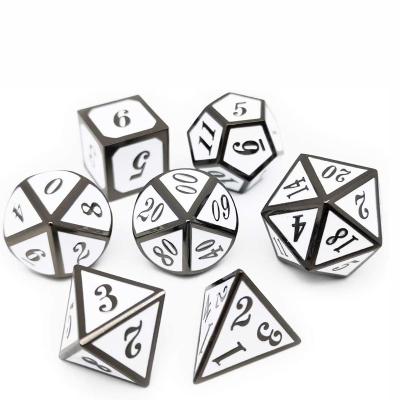 China Wholesale Bulk Dice Set 7pcs 7pcs Polyhedron Custom Cut Polyhedron Runes Casino Board Game Table Role Playing RPG Dice Set Sharp Metal Dnd Dice for sale