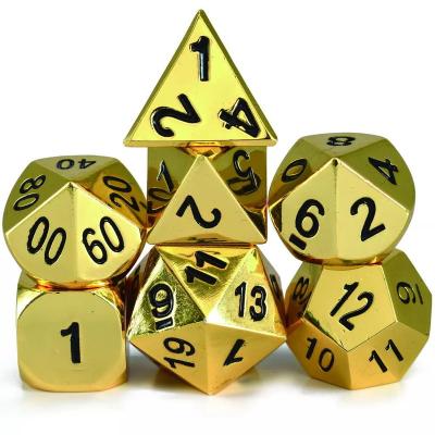 China Popular wholesale bulk polyhedral custom printed casino engraved table board game dice RPG black cosplay dnd metal pointy rolling dies for sale