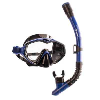 China Silicone Resistant Tempered Glass Air Intake Mask Dry Top Swimming Diving Set With Nosepiece for sale