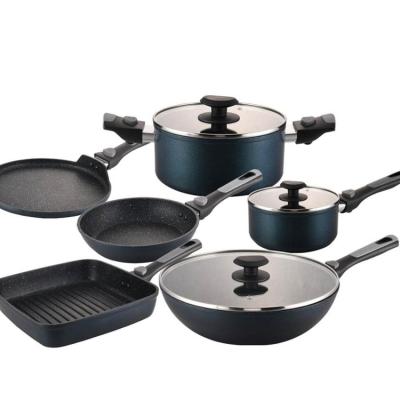 China Sustainable Detachable Euro Royal Series Non stick cookware sets new design detachable handle for sale