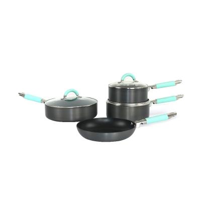 China Sustainable BLACK MAN SERIES COOKWARE SET aluminum pressed non-stick hard anodized cookware set for sale