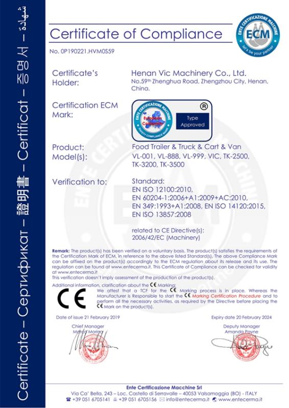 CE - Henan Vic Machinery Co., Ltd.