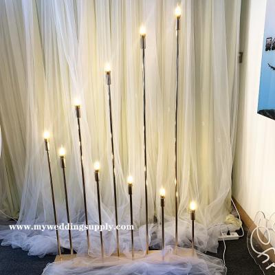 China Eco-Friendly Wedding Supplies 10 Heads Stand Light Walkway Pillar Wedding Aisle Display With Led Light For Wedding Stage Decoration for sale