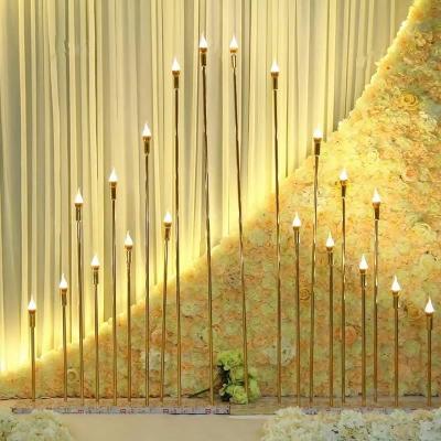 China Hot Selling Eco-friendly 10 Heads Metal Gold Table Centerpiece Walkway Pillar For Wedding Party Events Decoration for sale