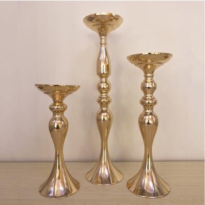 China European Wholesale Wedding Table Centerpieces Decorations Gold Metal Candlestick Holders Flower Trumpet Vase For Sale for sale