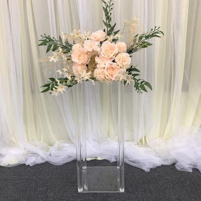 China Durable Acrylic Clear Flower Vases Wedding Centerpiece Decorations Event Rectangle Frame Centerpieces Outdoor Flower Stand for sale