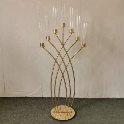 China European hot sale 7am gold wedding centerpiece mermaid tail candle holder tall for wedding candelabra decoration for sale